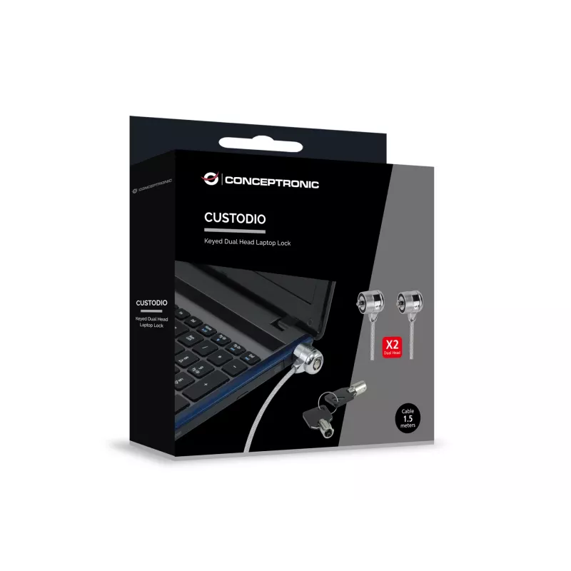Kannettavan tietokoneen lukko Conceptronic CNBSLOCK15T 1,5 m hopea 2 avainta