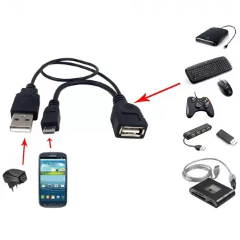 Techly USB 2.0 -kaapeli OTG A F Micro USB M USB 30cm musta ICOC MUSB-MC2