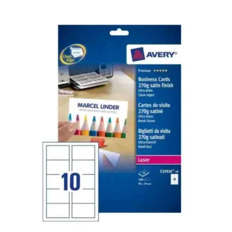 Käyntikorttilaserpaperi Avery C32026-10