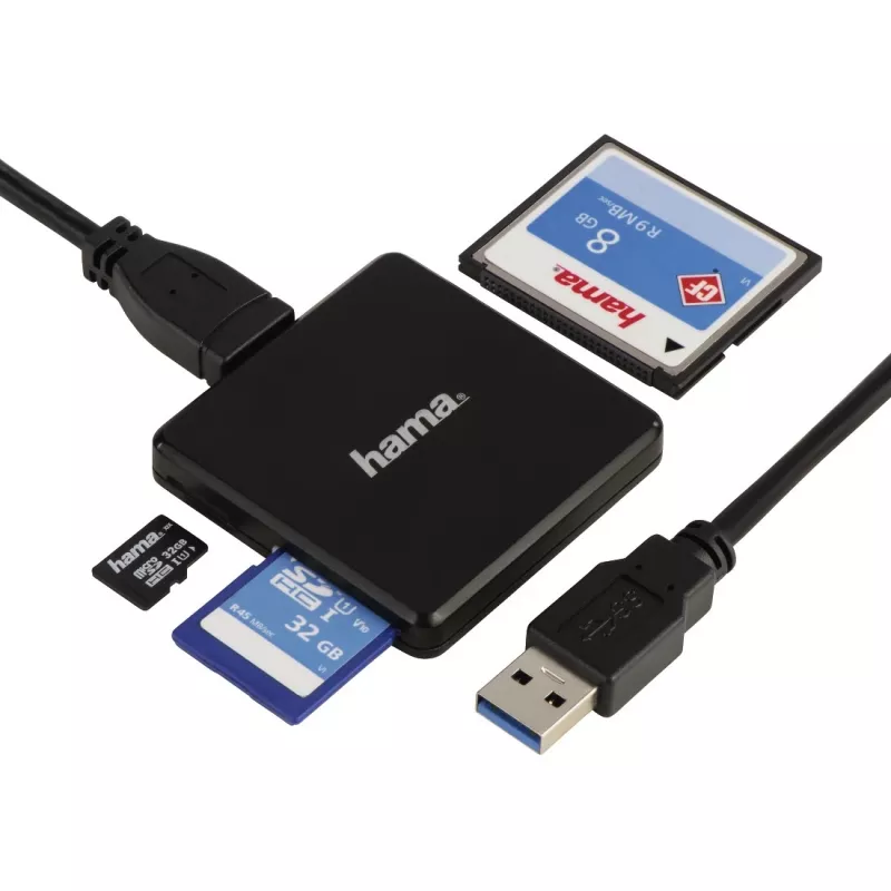 Hama 00124156 kortinlukija USB 3.2 Gen 1 (3.1 Gen 1) Type-A musta