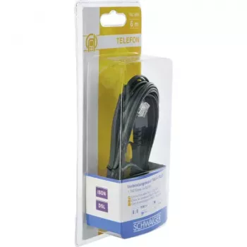 kaapeli Schwaiger 6,0 m RJ-12 - TAE-F 6 m musta