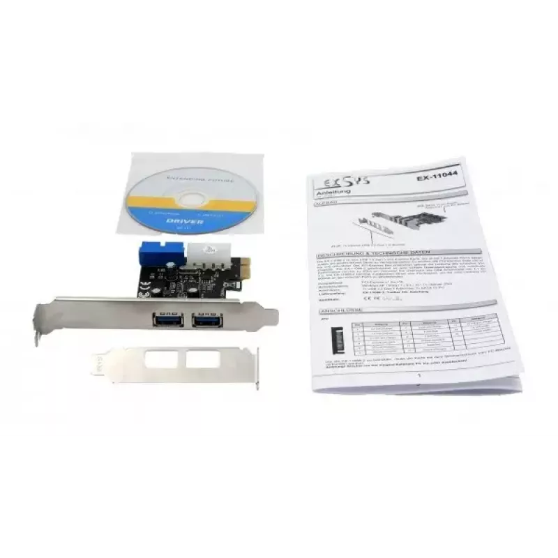 EXSYS EX-11049 sisäinen USB 3.2 Gen 1 PCIe-sovitin musta hopea