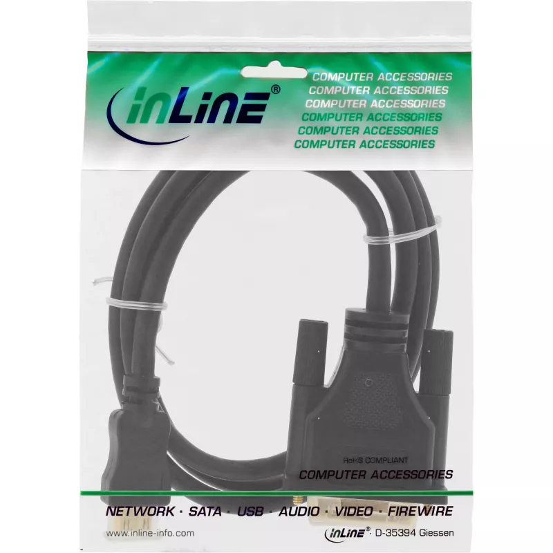 InLine Mini-HDMI-DVI-kaapeli, HDMI C uros DVI 18+1 uros, kullattu, 0,5 m