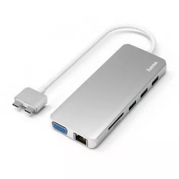 Hama 00200133 kannettavan telakka/porttireplikaattori USB 3.2 Gen 1 (3.1 Gen 1) Type-C hopea, valkoinen