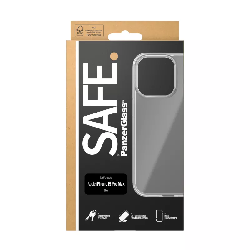 PanzerGlass SAFE. by ® TPU-kotelo läpinäkyvä iPhone 15 Pro Max