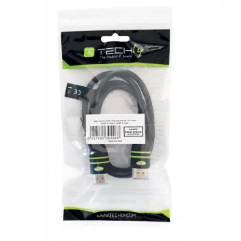 Techly 0,5 m High-Speed-HDMI-kaapeli Ethernetillä A/A M/M musta ICOC HDMI-4-005