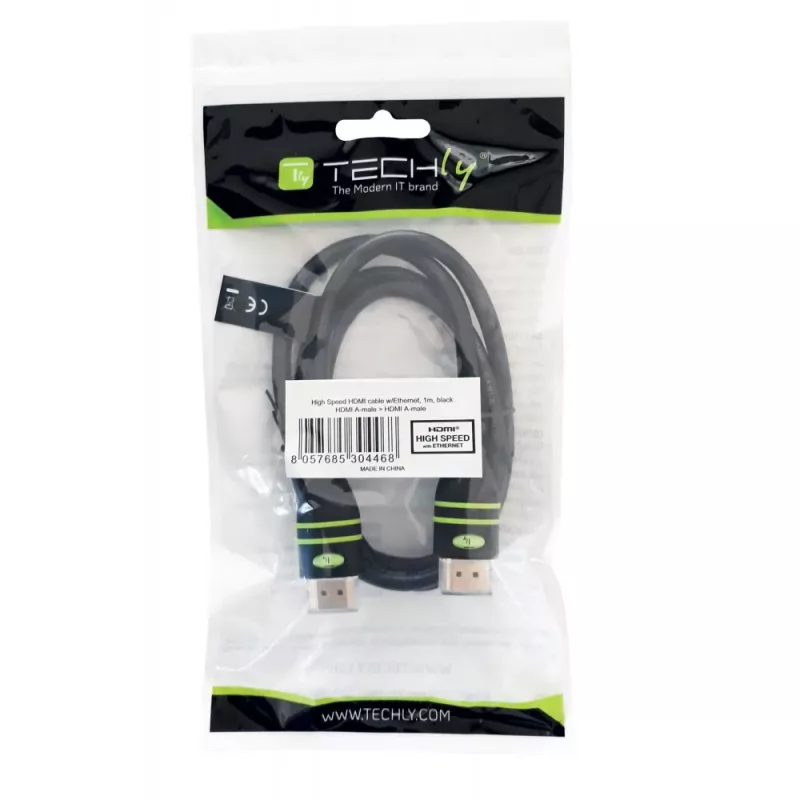 Techly 0,5 m High-Speed-HDMI-kaapeli Ethernetillä A/A M/M musta ICOC HDMI-4-005