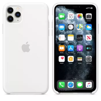 Silikonikuori Apple iPhone 11 Pro Max - silikoni, valkoinen, sopii 6,5 tuuman näytölle