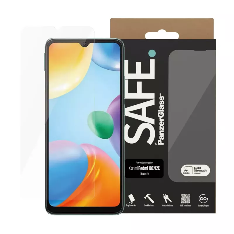 Näytönsuoja PanzerGlass SAFE. by ® Xiaomi Redmi 10C naarmuuntumaton iskunkestävä