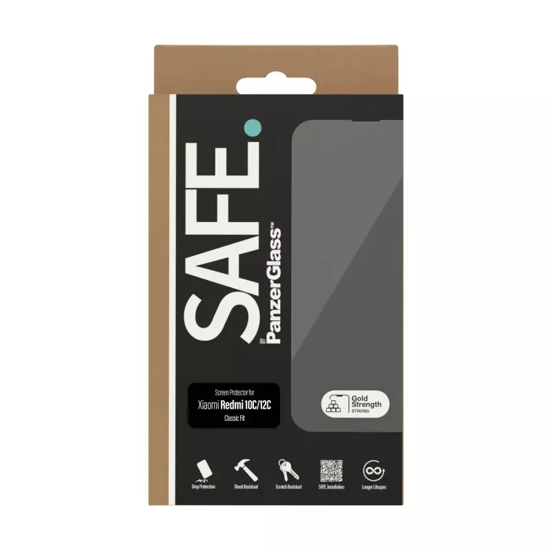 Näytönsuoja PanzerGlass SAFE. by ® Xiaomi Redmi 10C naarmuuntumaton iskunkestävä