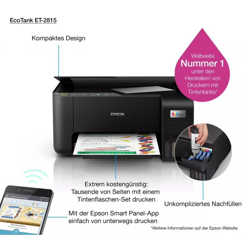 Monitoimitulostin Epson EcoTank ET-2815 mustesuihku väritulostus
