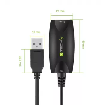 Techly SuperSpeed USB3.0 aktiivinen jatkokaapeli 5m musta ICUR3050