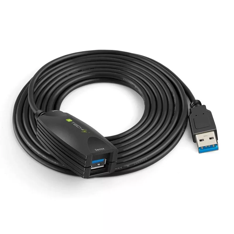 Techly SuperSpeed USB3.0 aktiivinen jatkokaapeli 5m musta ICUR3050