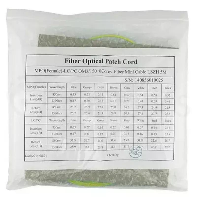 MPO-4xLC yksimuotopatchkaapeli BlueOptics CBL-MPO12-4LC-SMF-2M 2 m G.657.A1