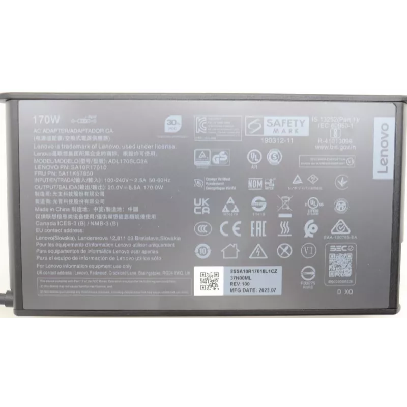 Lenovo 5A11K67850 virtalähde sisäkäyttöön 170 W musta