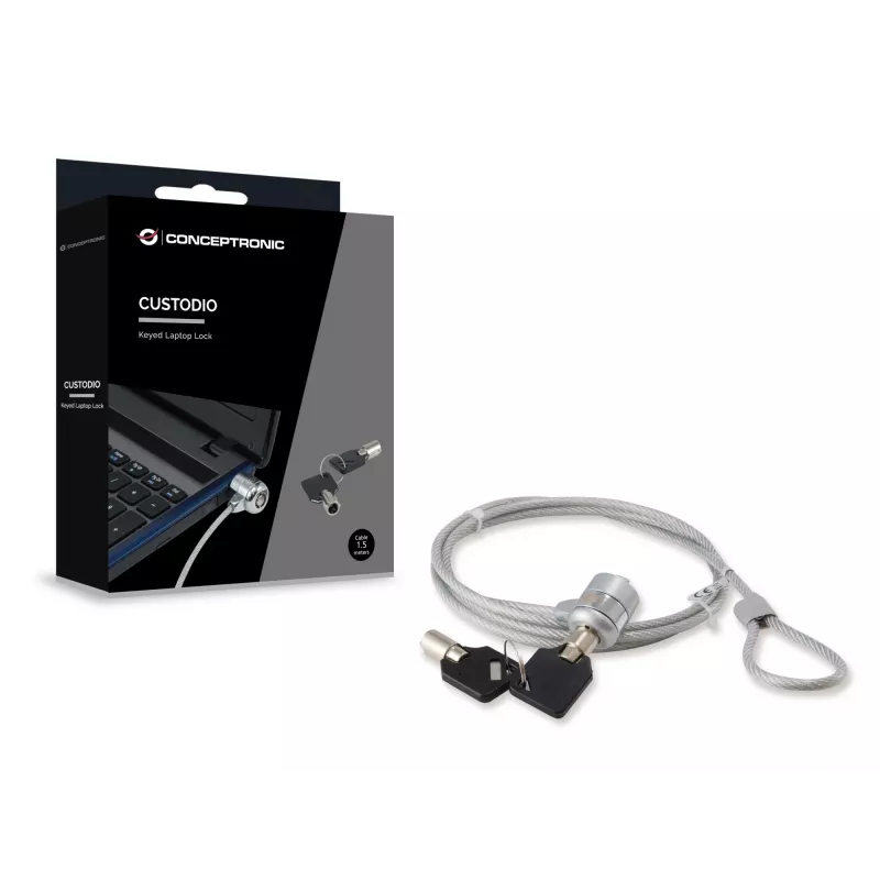 Conceptronic CNBSLOCK15 kaapelilukko hopea 1,5 m
