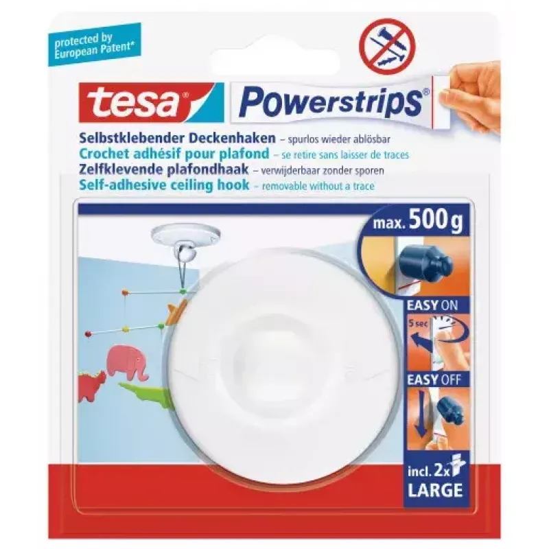 Seinäkoukku Tesa 58029-00020 valkoinen — 1 kpl, itseliimautuva kotikoukku