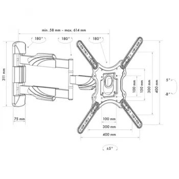 TV-seinäteline Schwaiger LWH35535 513 musta