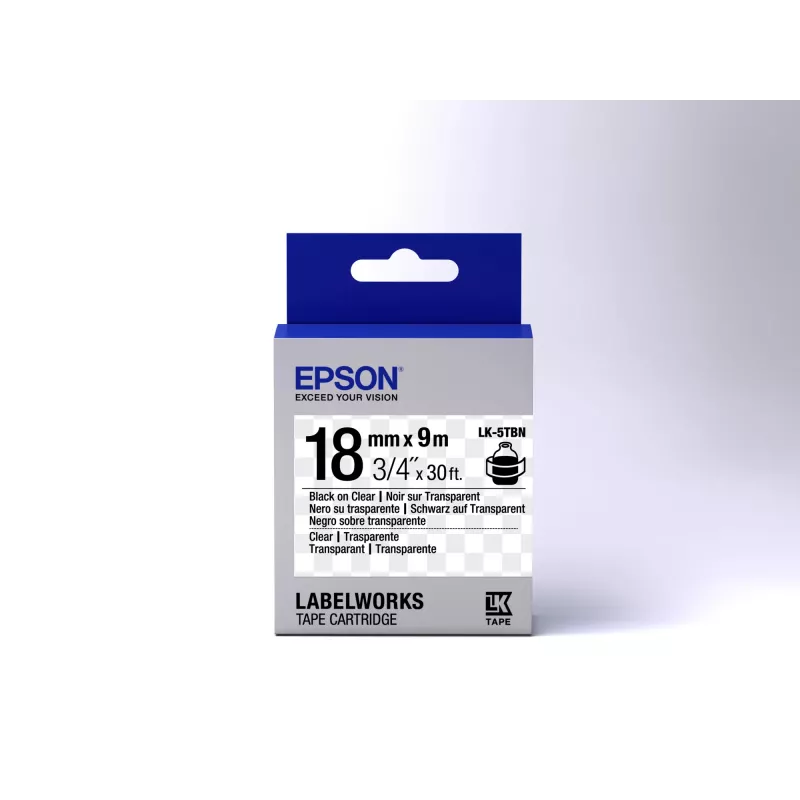 Epson tarrakasetti läpinäkyvä LK-5TBN musta/läpinäkyvä 18mm (9m)