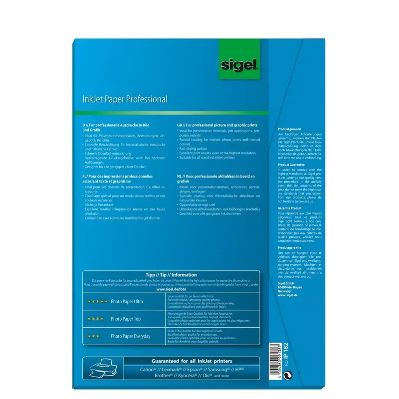 Tulostinpaperi A4 Sigel IP182 matta 50 arkkia valkoinen