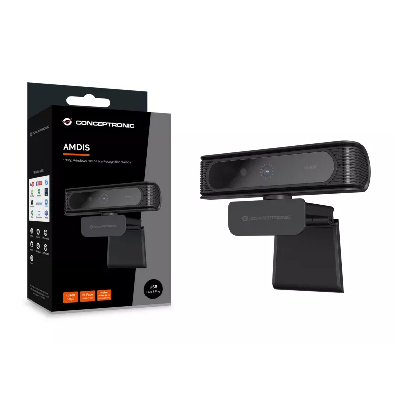 Conceptronic AMDIS09B 1080p Windows Hello kasvojentunnistusverkkokamera