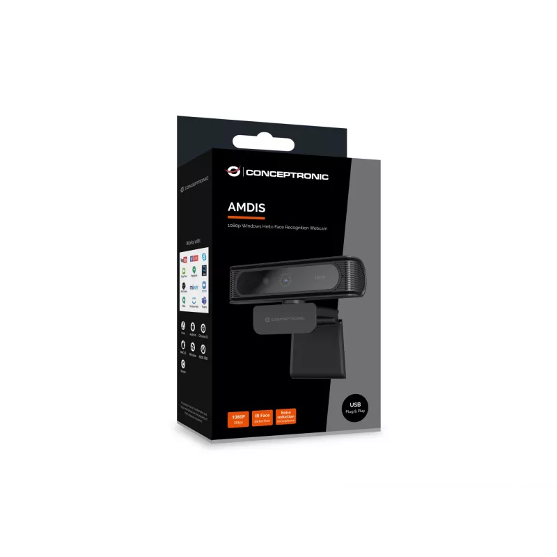 Conceptronic AMDIS09B 1080p Windows Hello kasvojentunnistusverkkokamera