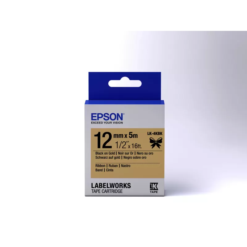 Epson tarratulostimen kasetti Satin Ribbon LK-4KBK musta/kulta 12mm (5m)