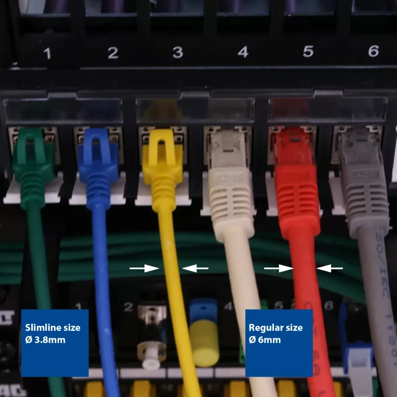 ACT musta 2 metriä LSZH U/FTP CAT6A datacenter ohut patch-kaapeli snagless RJ45-liittimillä