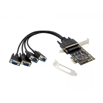 Conceptronic 4-porttinen DB9 RS232 sarjaportti PCIe -kortti, PCIe, RS-232, PCIe 2.0, RS-232, musta, Kiina