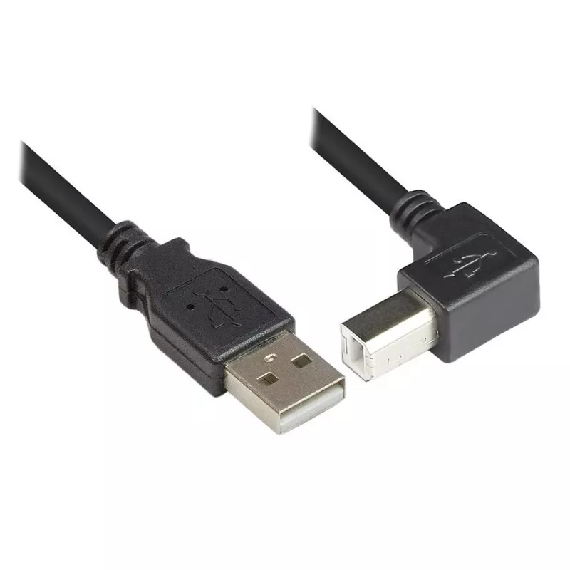 Techly USB 2.0 -kaapeli A-uros / B-uros kulma 3 m ICOC U-AB-30-ANG