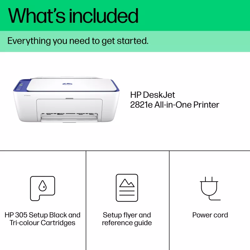 HP DeskJet 2821e langaton monitoimiväritulostin, Instant Ink; kopiokone, skanneri