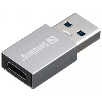 Sandberg USB-A - USB-C adapteri, USB-A, USB-C, alumiini