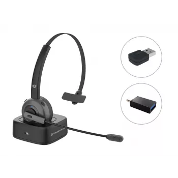 Conceptronic POLONA langaton Bluetooth-headset lataustelineellä ja Bluetooth-USB-audioadapterilla