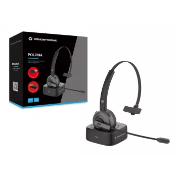 Conceptronic POLONA langaton Bluetooth-headset lataustelineellä ja Bluetooth-USB-audioadapterilla