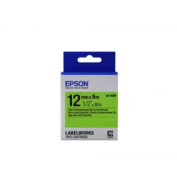 Epson tarranauha fluoresoiva LK-4GBF musta/vihreä 12 mm (9 m)