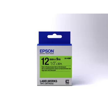 Epson tarranauha fluoresoiva LK-4GBF musta/vihreä 12 mm (9 m)