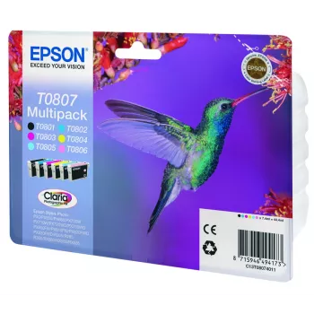 Epson Hummingbird monipakkaus 6-väri T0807 Claria Photo -muste