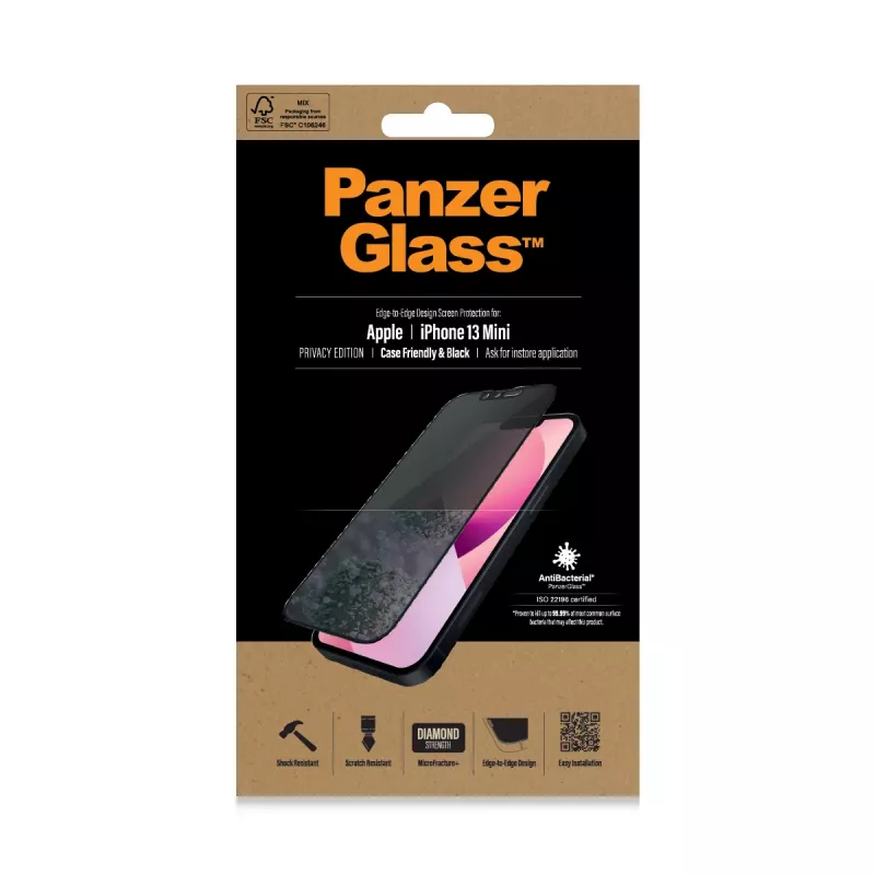 PanzerGlass näytönsuoja Apple iPhone 13 Mini reunasta reunaan naarmuuntumaton ja iskunkestävä