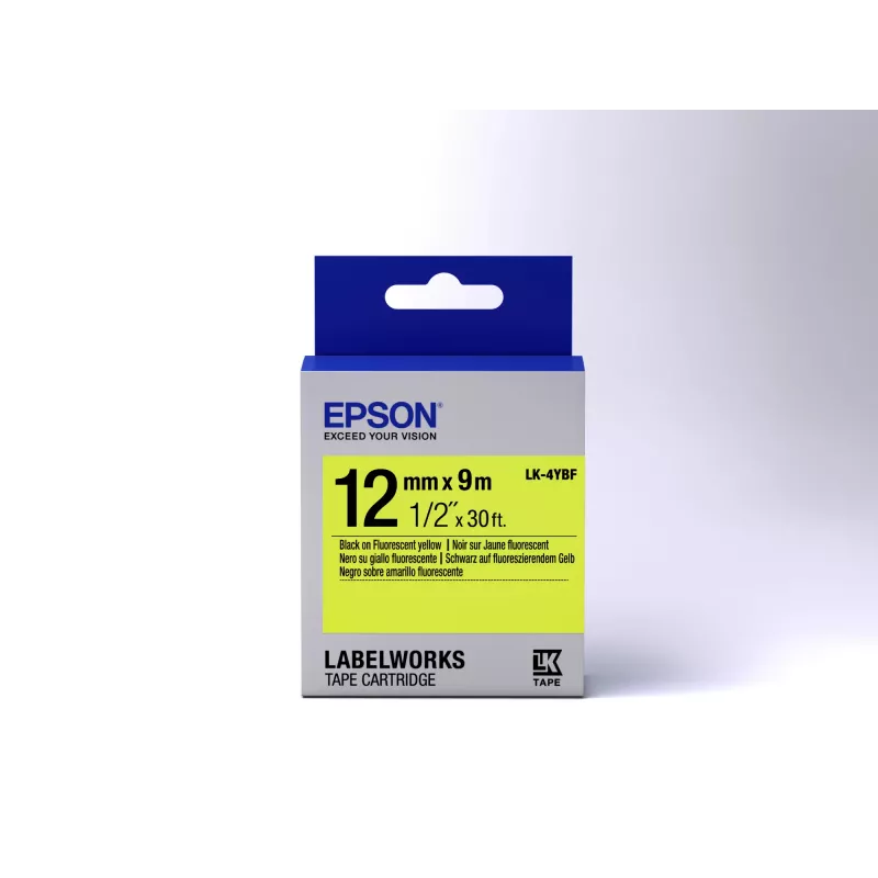Epson tarrakasetti fluoresoiva LK-4YBF musta/keltainen 12 mm (9 m)