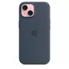 Silikonikotelo Apple iPhone 15 MagSafe Storm Blue