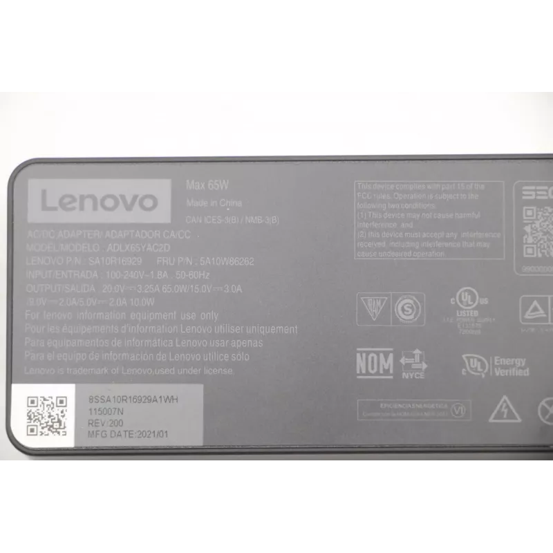 Lenovo 5A10W86262 virtalähde sisäkäyttöön 65 W musta