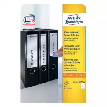 Avery L4761REV-20 itseliimautuva tarra pyöristetty suorakaide irrotettava valkoinen 80 kpl
