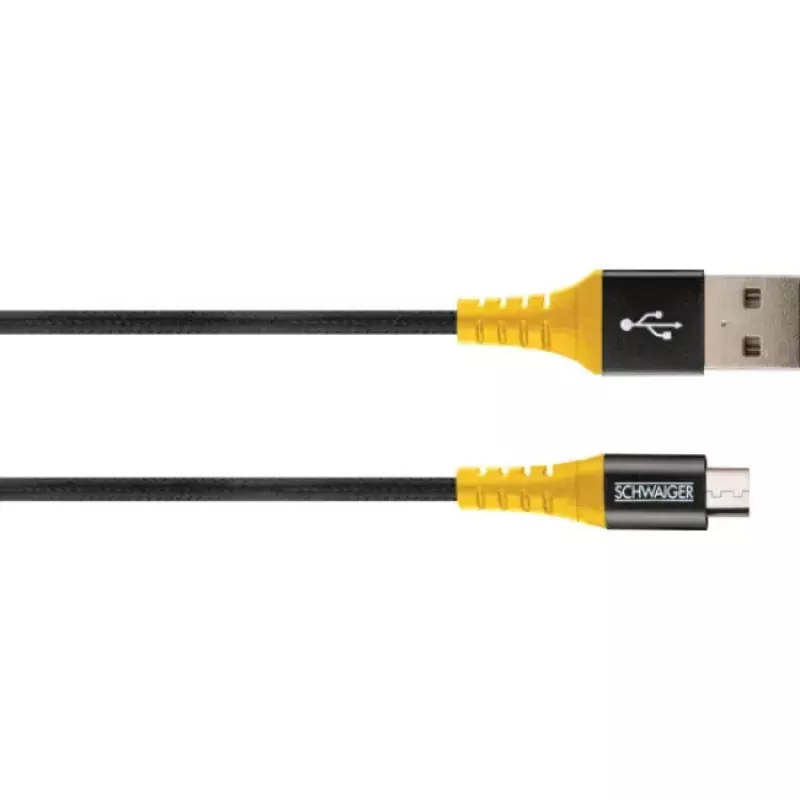 USB-kaapeli Schwaiger WKUM10 511 1,2 m USB A Micro-USB B musta keltainen