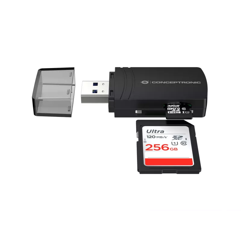Conceptronic BIAN06B SD TF/MicroSD 4.0 -kortinlukija, UHS-II, USB 3.0, 5 Gbit/s