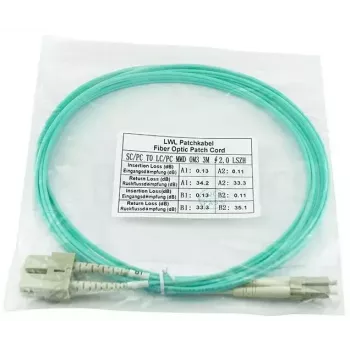 BlueOptics LC-SC multimode OM3 duplex -kuitukaapeli, LC-UPC/SC-UPC, 10 m, beige (yhteensopiva Corning 055702T512000010M kanssa)