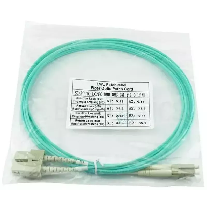 BlueOptics LC-SC multimode OM3 duplex -kuitukaapeli, LC-UPC/SC-UPC, 10 m, beige (yhteensopiva Corning 055702T512000010M kanssa)