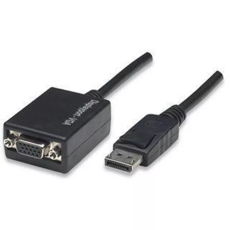 Techly DisplayPort DP - VGA-sovitin M F IADAP DSP-250, 0,07 m, DisplayPort, 2 x VGA (D-Sub), uros, naaras, 1920 x 1200 pikseliä