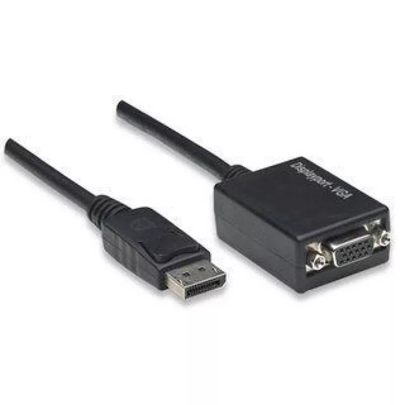 Techly DisplayPort DP - VGA-sovitin M F IADAP DSP-250, 0,07 m, DisplayPort, 2 x VGA (D-Sub), uros, naaras, 1920 x 1200 pikseliä