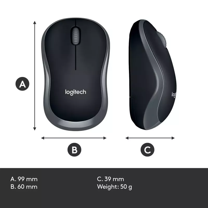 Hiiri Logitech M185 Swift Wireless harmaa