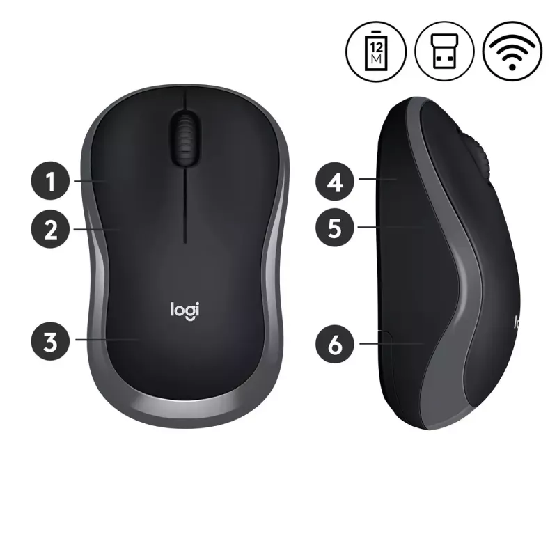 Hiiri Logitech M185 Swift Wireless harmaa